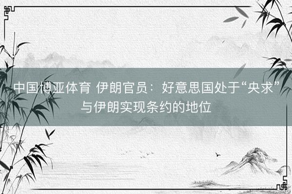 中国博亚体育 伊朗官员：好意思国处于“央求”与伊朗实现条约的地位