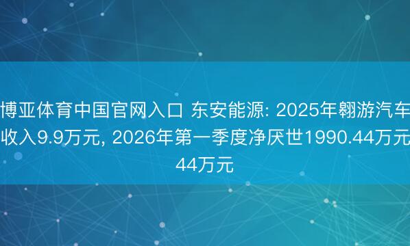 博亚体育中国官网入口 东安能源: 2025年翱游汽车收入9.9万元， 2026年第一季度净厌世1990.44万元