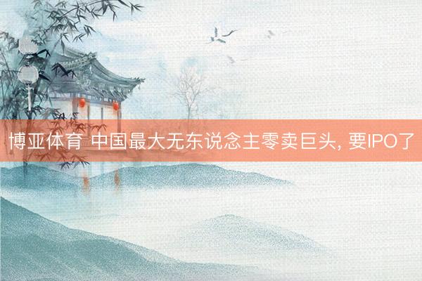 博亚体育 中国最大无东说念主零卖巨头， 要IPO了