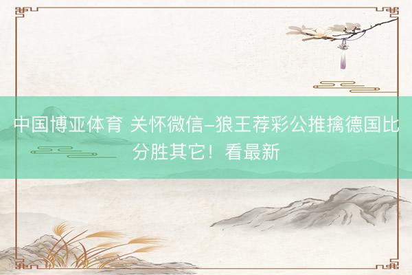 中国博亚体育 关怀微信-狼王荐彩公推擒德国比分胜其它！看最新